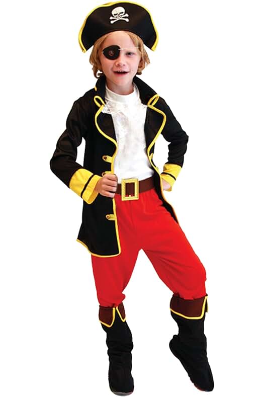 Disfraz de Pirata para Niños con Sombrero, Parche y Cinturón - Capitán Pirata Infantil