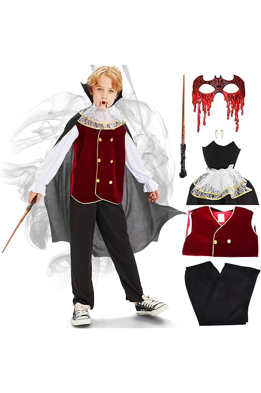 Disfraz de Vampiro para Niños - Traje Gótico Clásico de Halloween para Cosplay y Fiestas.