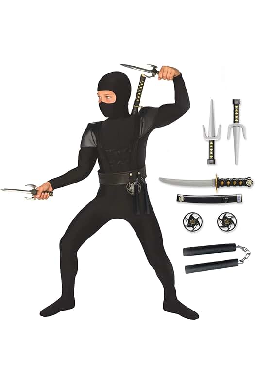 Disfraz Ninja Niño - Traje de Ninja para Niños con Accesorios de Halloween