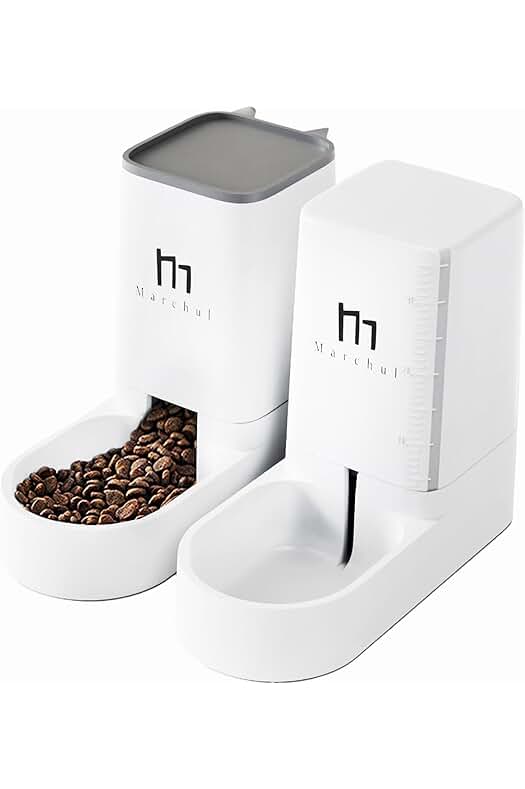 Dispensador automático de comida y agua para gatos y perros con alfombrilla de silicona.