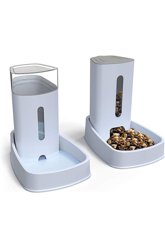 Dispensador automático de comida y agua para mascotas: alimentación y hidratación automática en un solo producto.