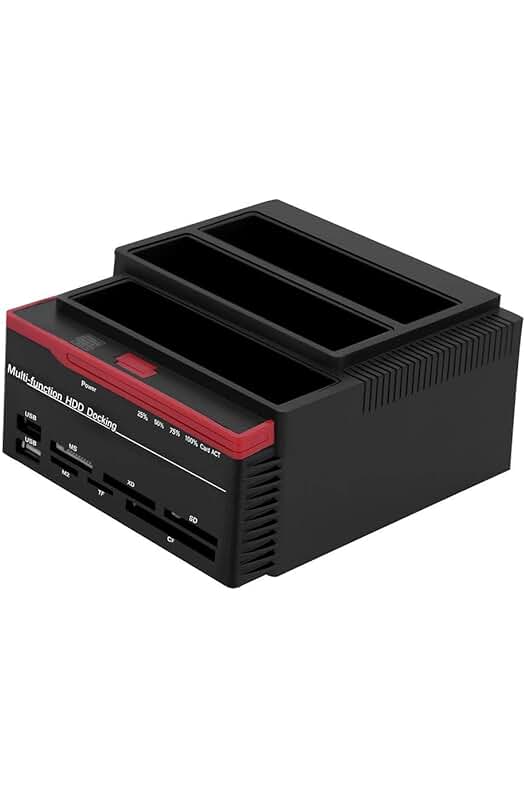 Doble Bahía Docking Station para Discos Duros, USB3.0 SATA/IDE, Lector Universal, HUB Reader