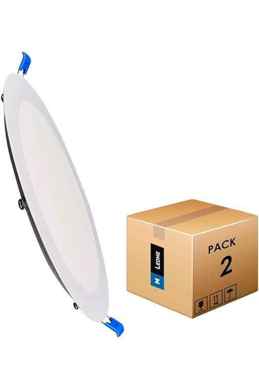 Downlight LED 220mm - Pack 2, 20W, 2000 lúmenes, Panel Redondo Extraplano, Luz fría (6000k)