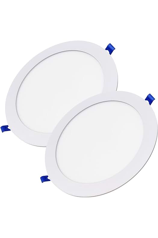 Downlight LED Empotrable de 20W, Blanco Cálido (3000K), 2 unidades, Panel Redondo de 225mm, 1800lm
