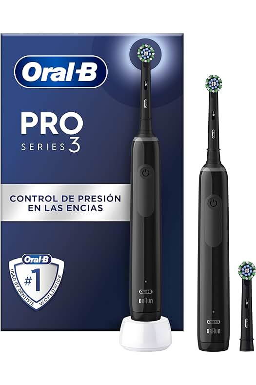 Duo Pack Cepillos de Dientes Eléctricos Oral-B Pro 3 3900N con Mango Recargable y Cabezal de Recambio - Negro