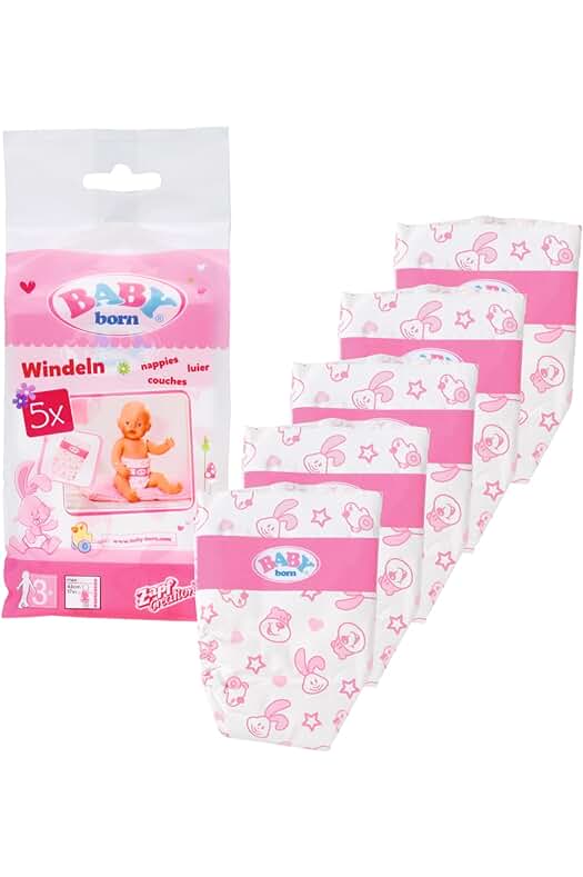 Easy-to-use Baby Born Nappies for 43 cm Doll - Promotes Empathy & Social Skills