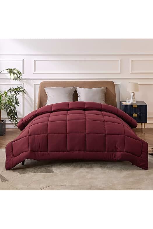Edredón de Invierno Bedsure para Cama 150 - Relleno Nórdico Caliente de Fibra Suave (Rojo)