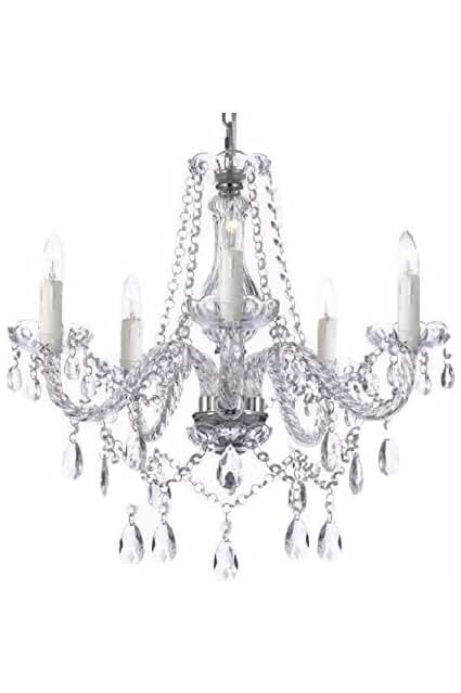 Elegante lámpara colgante de cristal - Iluminación de techo con 5 luces.