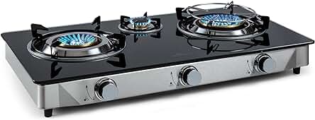 Encimera de gas portátil Klarstein: cocina de gas compacta con 3 quemadores y quemador wok.