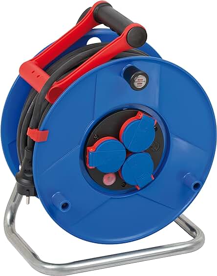Enrollacables de plástico especial de 40m para uso exterior a corto plazo - Brennenstuhl Garant IP44 (azul)