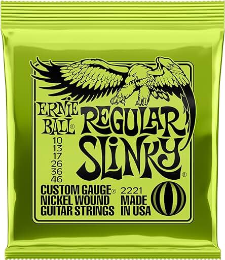 Ernie Ball Regular Slinky - Cuerdas de guitarra eléctrica de níquel, calibre 10-46