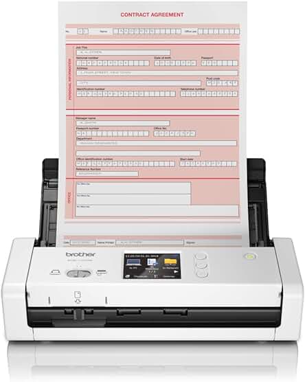 Escáner Brother ADS-1700W: Rápido y eficiente, ideal para espacios reducidos en oficinas departamentales.