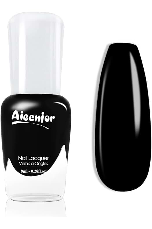 Esmalte de uñas negro de secado rápido y no tóxico para conciertos de Halloween.