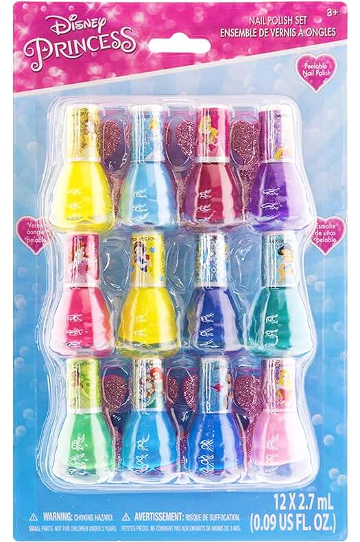 Esmalte de uñas seguro para niños y niñas - Set de regalo Disney Princess.