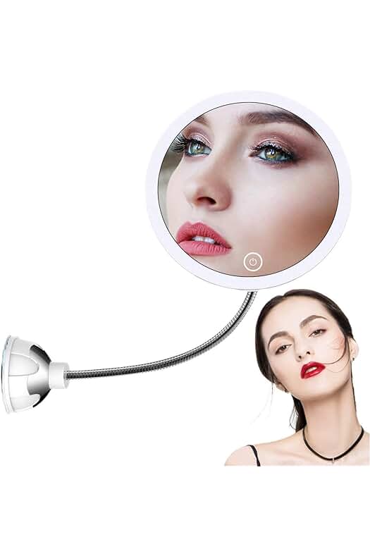 Espejo de Maquillaje STLOVe con Aumento de 10X y Cuello de Cisne Flexible.