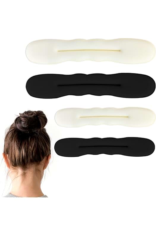 Esponja para hacer moños perfectos en el pelo negro y blanco - Zuroki 4 Pcs.