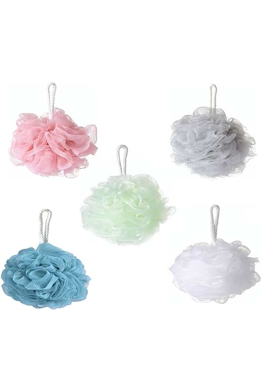 Esponjas de baño exfoliantes: Conjunto de 5 piezas de flores para una limpieza corporal rejuvenecedora.