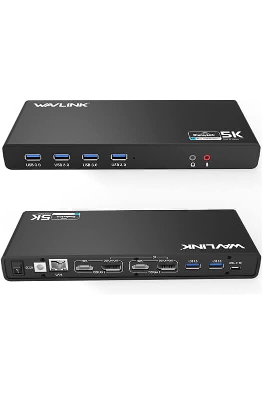 Estación de acoplamiento universal WAVLINK USB 3.0 con salidas de vídeo dual para Windows.