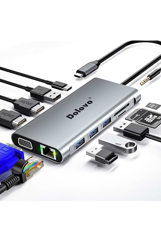 Estación de Acoplamiento USB C: Adaptador Universal Multipuerto para MacBook Air, Pro, Chromebook y más.