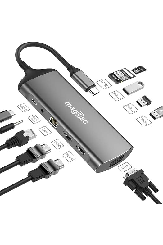 Estación de Acoplamiento USB C de 11 en 1 para portátiles HP, DELL, Lenovo - ¡Mejora tu productividad!