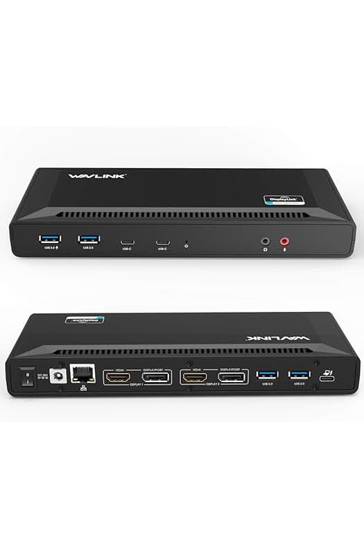 Estación de acoplamiento USB C de alta potencia con salidas de vídeo 4K duales.