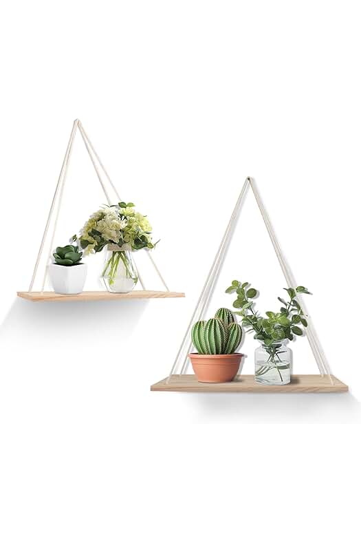 Estante colgante de madera: Elegante decoración flotante para cualquier espacio de tu hogar u oficina.