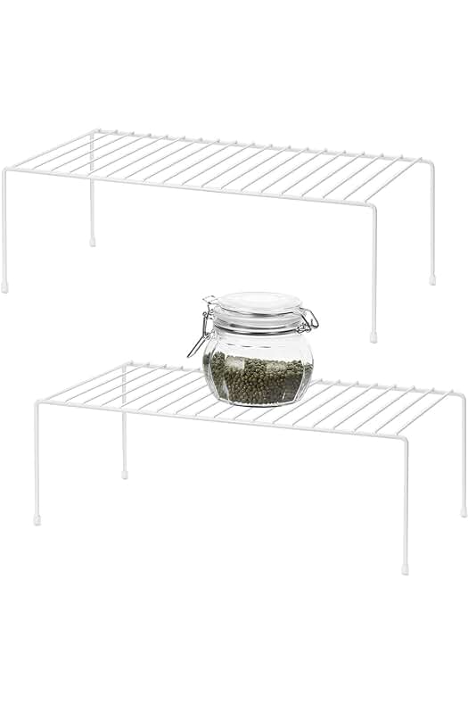 Estante de almacenamiento de metal para cocina - Organizador de despensa y utensilios, blanco.