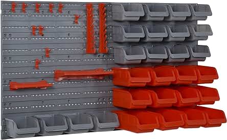 Estante de Pared con Cajas Apilables y Ganchos para Organizar Herramientas - DURHAND