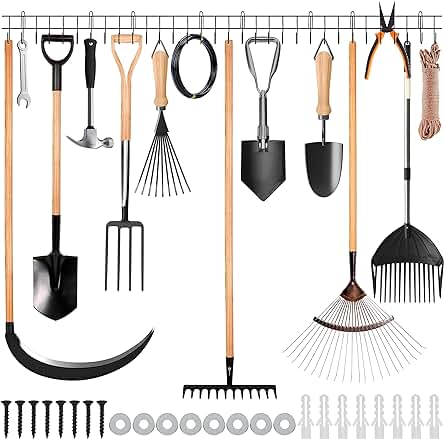 Estante de pared para herramientas de jardín: Organiza y guarda tus herramientas de manera eficiente.