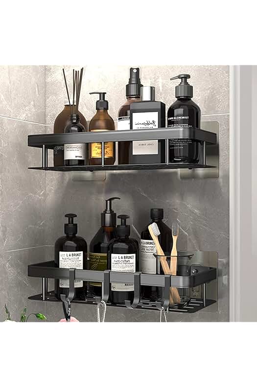 Estantería de ducha autoadhesiva sin taladro para organizar tu baño de forma práctica.