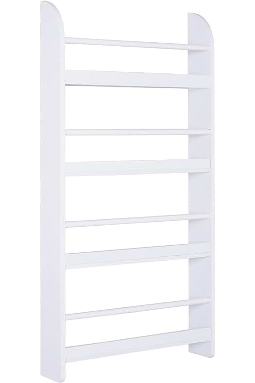 Estantería de Pared Infantil con 4 Estantes Librero para Hogar y Oficina 59x12x113cm Blanco