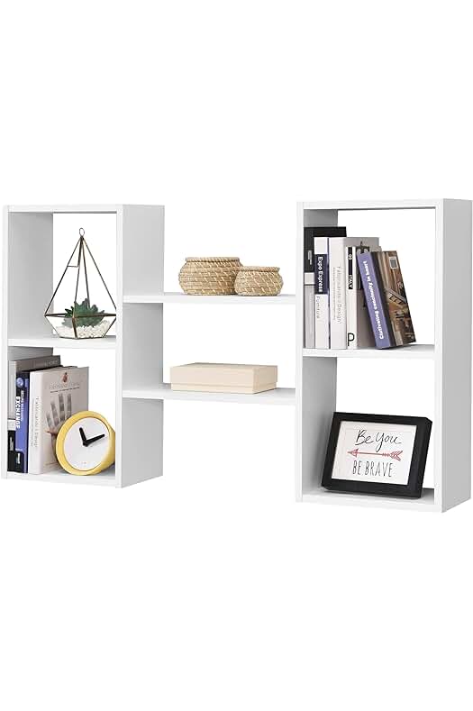 Estantería flotante Lillesand de pared con 5 compartimientos de almacenamiento - Blanco mate.