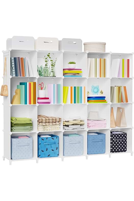 Estantería modular de plástico para almacenamiento de 20 cubos con organizador de zapatos.