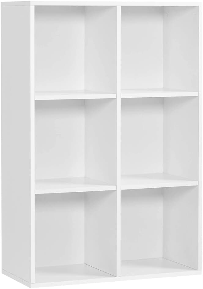 Estantería VASAGLE con 6 compartimentos, diseño moderno y funcional en color blanco