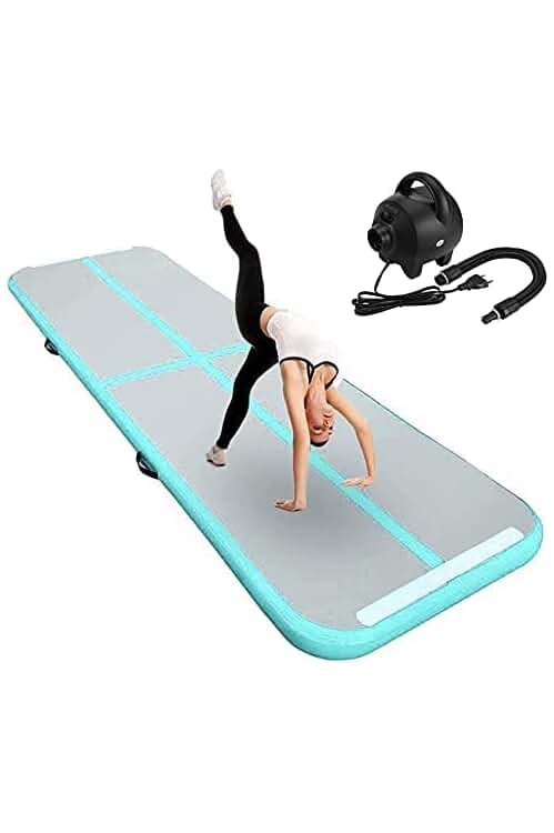 Estera de entrenamiento de altura ajustable para gimnasia en casa, parque y agua. Incluye bomba y pista de aire.