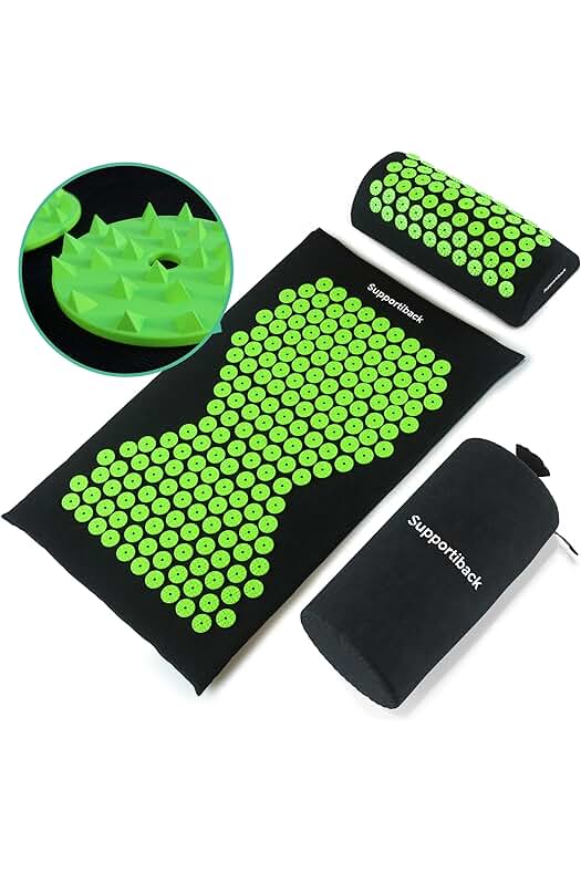 Estera y almohada de acupresión Supportiback® – Alivia el dolor y promueve el bienestar. (15 palabras)