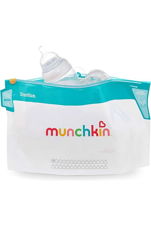 Esterilizador de biberones Munchkin: práctico, seguro y portátil para mantener la higiene del bebé.