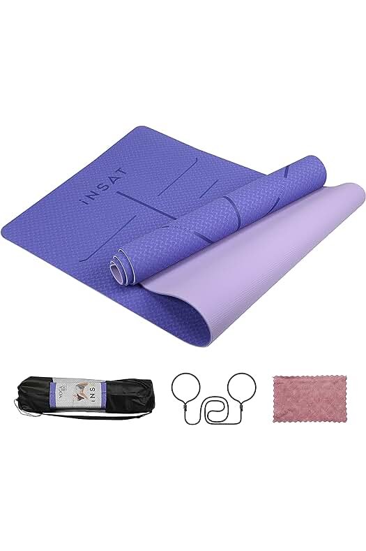 Esterilla de Yoga Antideslizante INSAT - Colchoneta con Alineación del Cuerpo - Material Ecológico