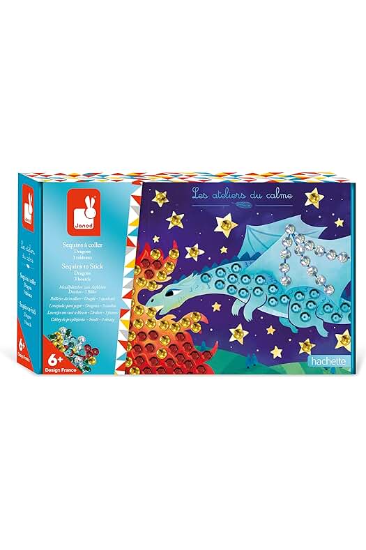 Estuche Creativo Lentejuelas Dragones para Manualidades - Janod - Motricidad Fina - 6+ Años