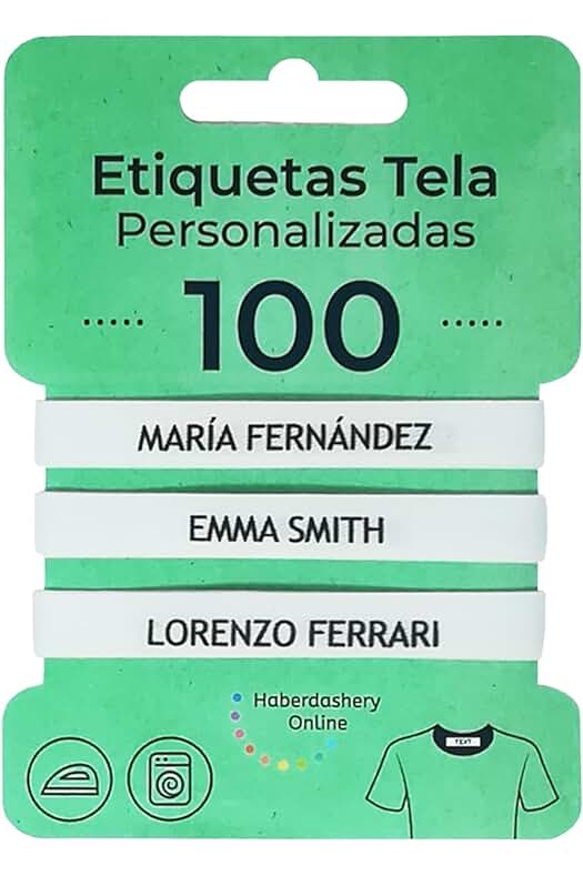 Etiquetas termoadhesivas personalizadas para ropa con certificación ecológica y nombre personalizado.
