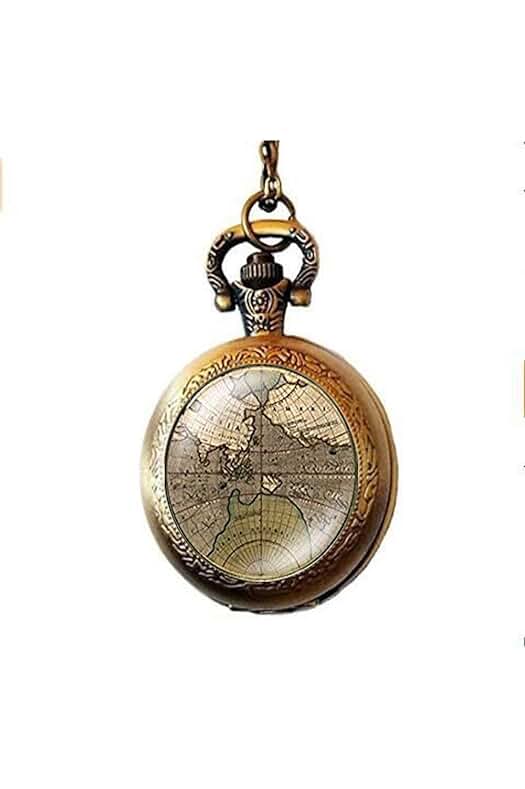 Explorador del tiempo - Reloj de Bolsillo con diseño de Mapa del Mundo
