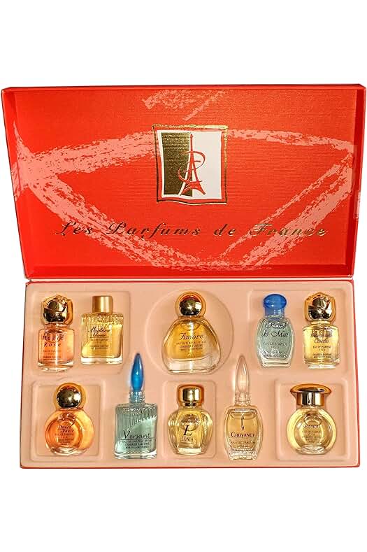 Exquisita colección de 10 miniaturas de Parfums de France en una elegante caja