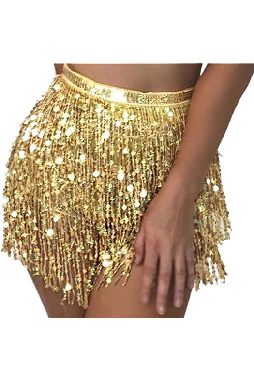 Falda de Lentejuelas con Borlas para Danza del Vientre y Raves - Mujeres y Niñas