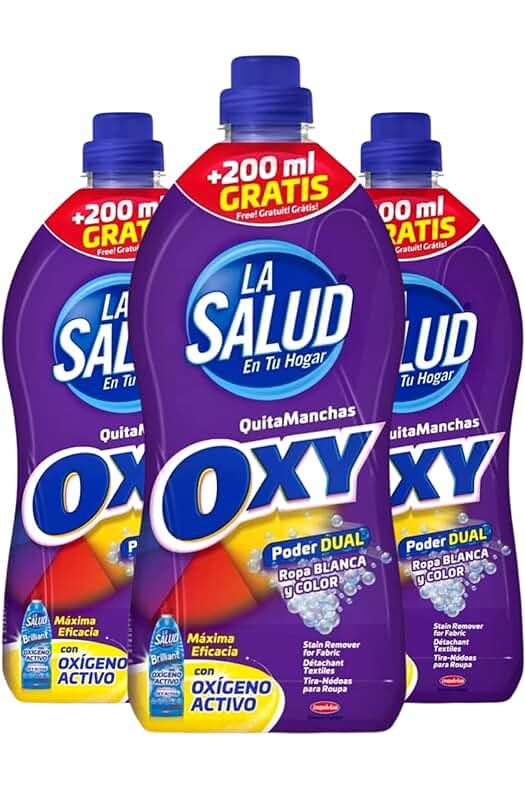 FAMILYCOM. Limpieza Hogar. Quitamanchas ropa. Pack 3 Oxy Dual Quitamanchas La Salud 1,5L.