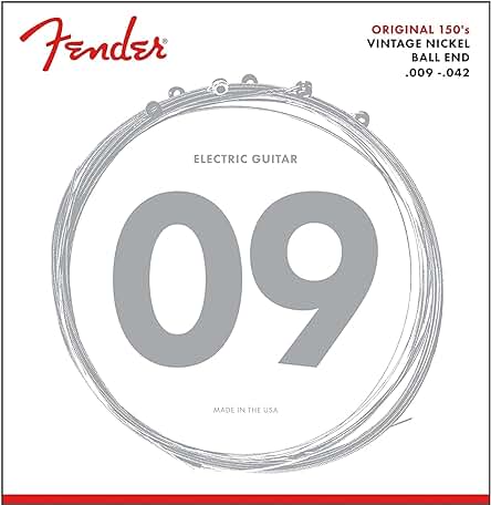 Fender Cuerdas de Guitarra: Calibres 009/042, Niquelado Puro, Originales - Paquete de 6 Unidades