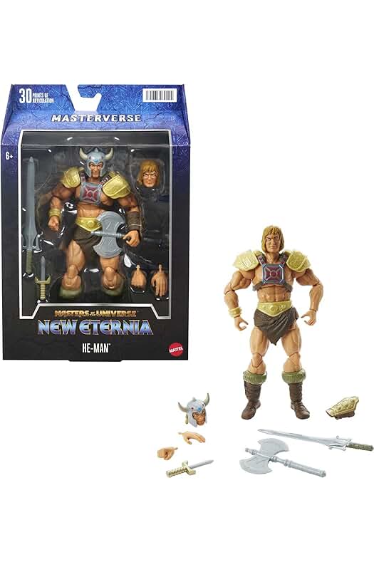 Figura de acción de He-Man vikingo de Masters Of The Universe, ideal para coleccionistas.
