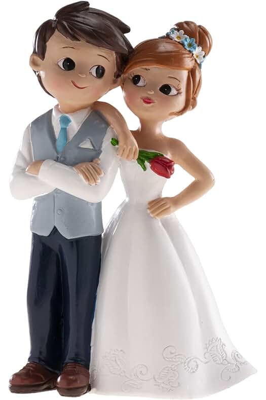 Figuras de novios para tarta de boda con adornos florales - ¡Dale un toque especial a tu pastel!