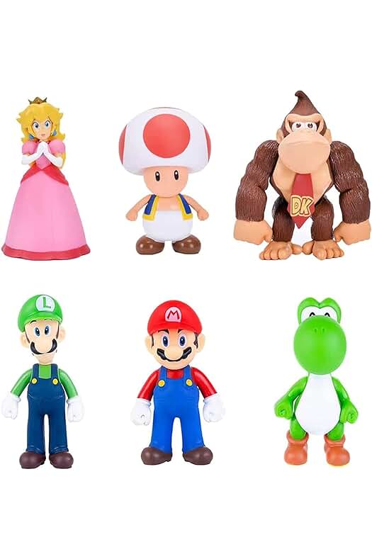 Figuras de Super Mario Bros para Decorar Tartas y Cumpleaños: Set de 6 Piezas.