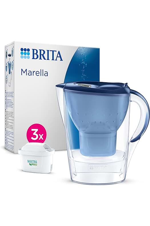 Filtro de agua Brita Marella Azul: Jarra con Memoria Digital y Reducción de Cloro y Cal.