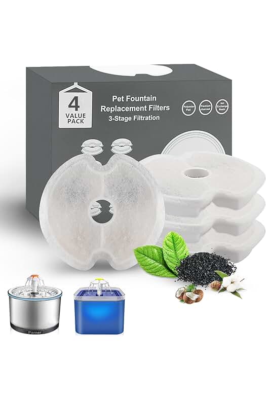 Filtro de repuesto para fuente de agua para gatos, filtro saludable y higiénico (paquete de 4).